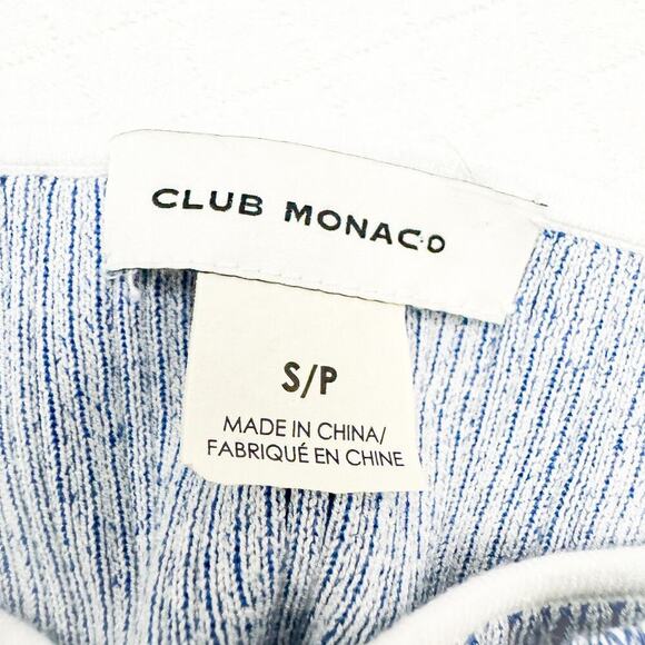 Club Monaco Blue White Heavy Knit Sleeveless Top Split Side Hems Size Small - Picture 5 of 6